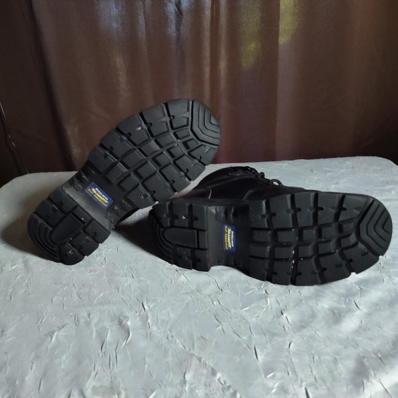 Skechers Wascana Boots Mens Size 8 Black Tactical Leather Work Wear Waterproof